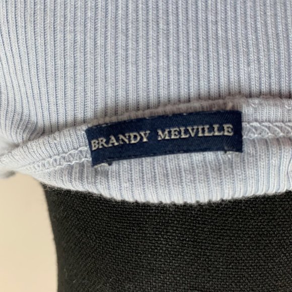 Brandy Melville Light Blue Button Up Short Sleeve Tee - Picture 3 of 3